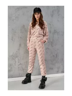 Welurowy dres damski z napisami