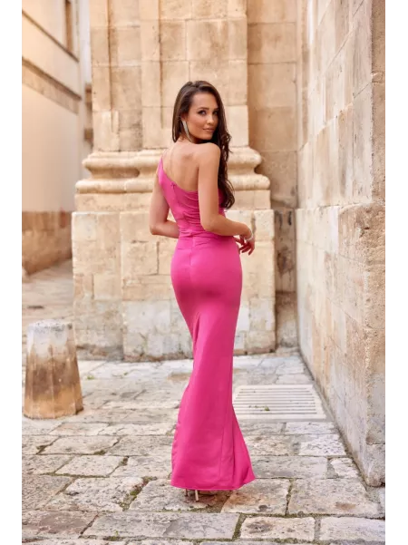 Esmeralda - dopasowana maxi sukienka na jedno ramię brokat