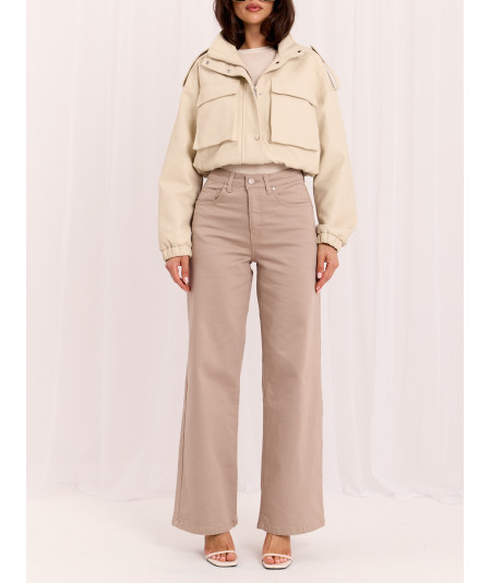 Spodnie jeans-D60140BA62672A1-ciemny bezowy