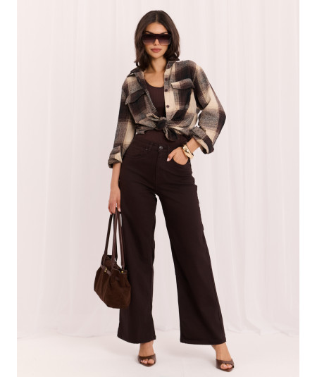 Spodnie jeans-D60140BA62672A2-ciemny brązowy