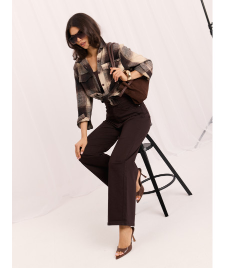 Spodnie jeans-D60140BA62672A2-ciemny brązowy