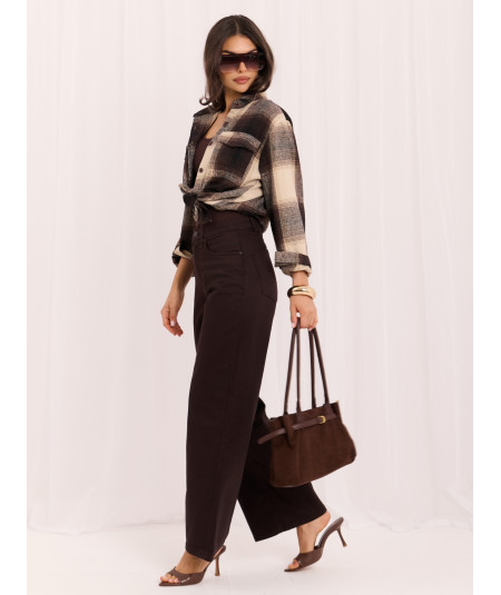Spodnie jeans-D60140BA62672A2-ciemny brązowy