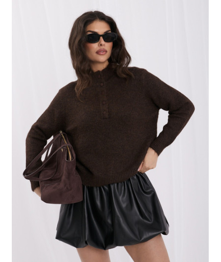 Sweter-IR-SW-K17003.99-ciemny brązowy